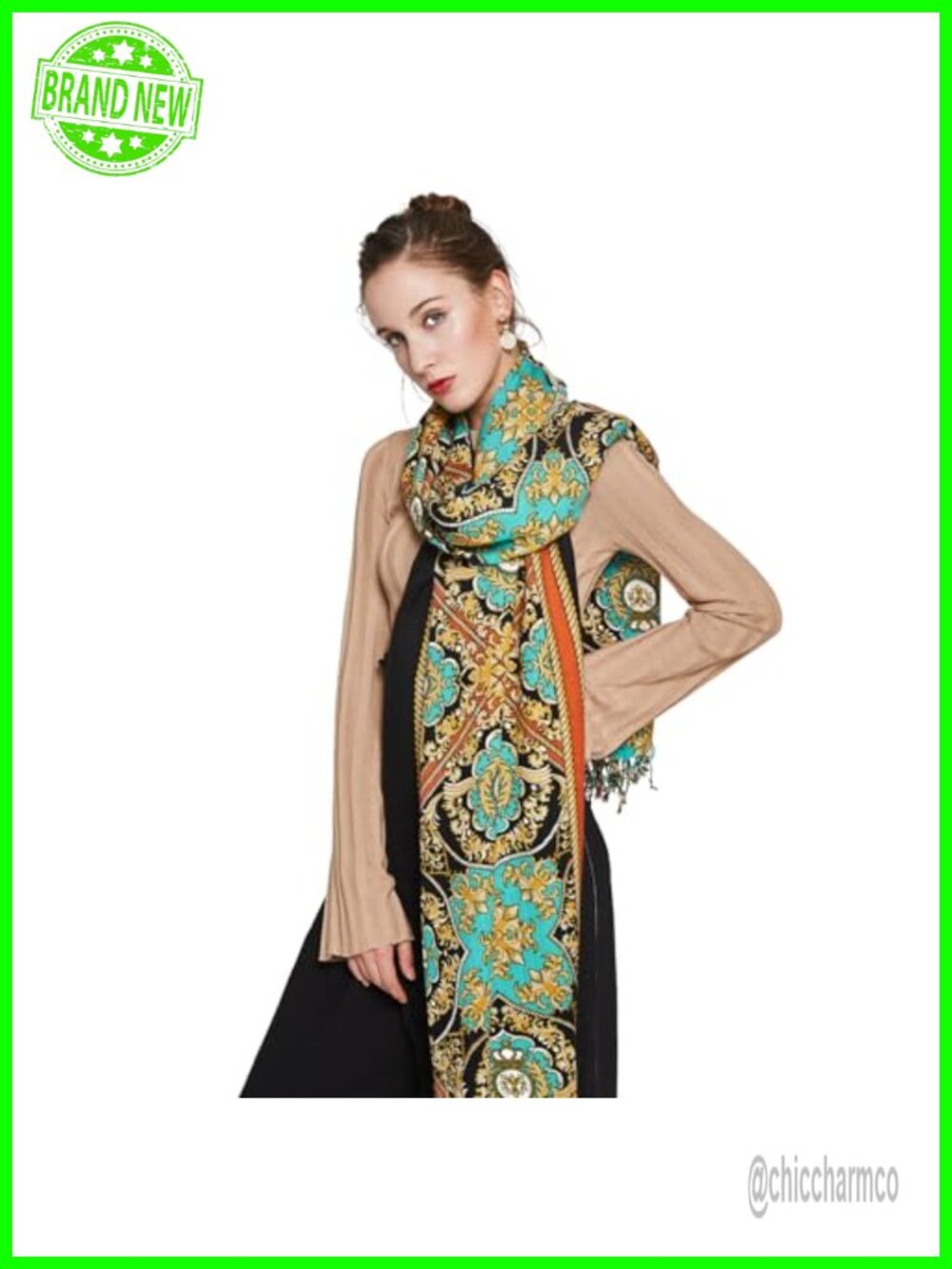Merino Wool Oversized Pashmina Shawl Wrap Tassels Travel